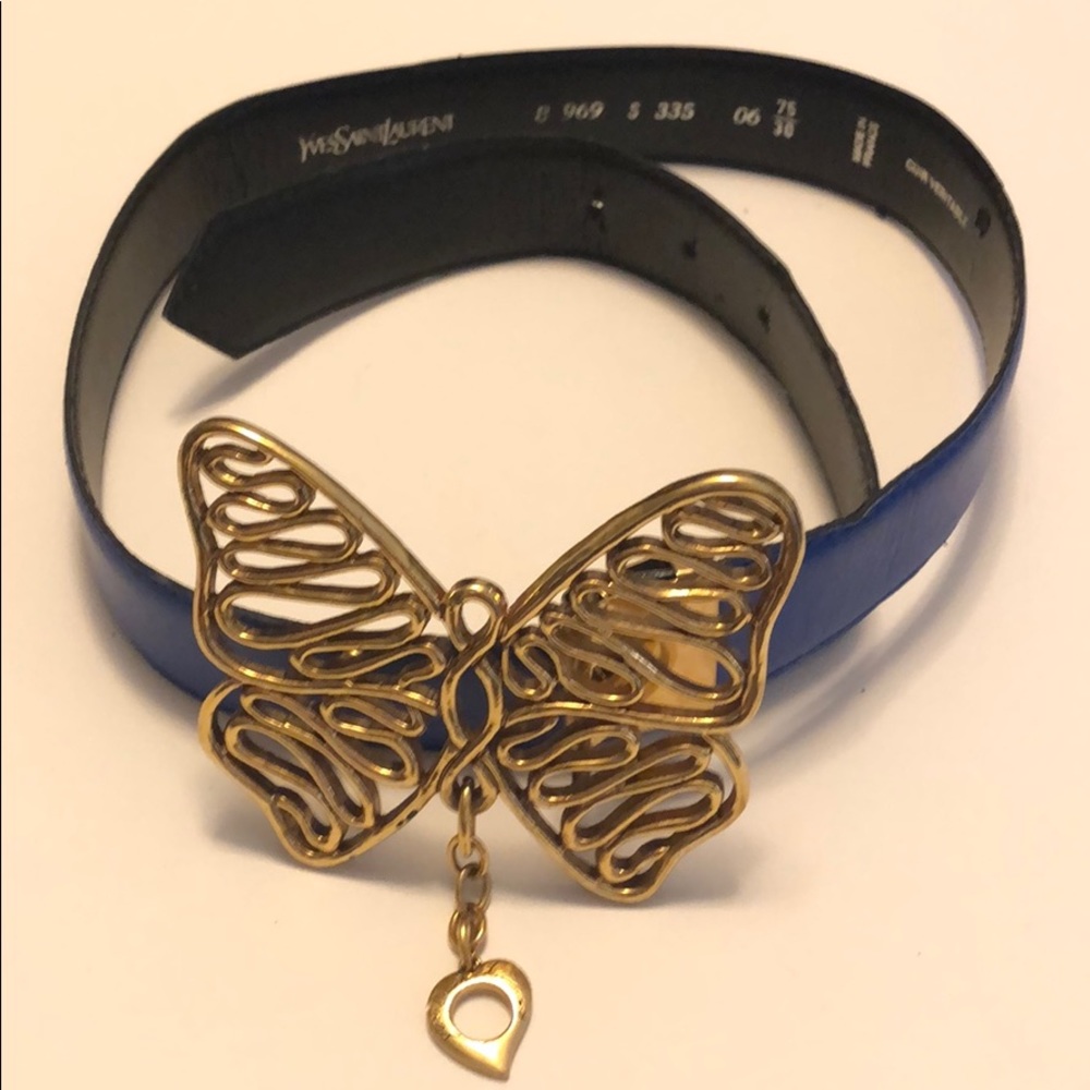 YSL vintage women’s butterfly buckle leather belt